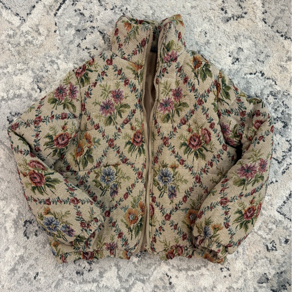 Floral puffer coat